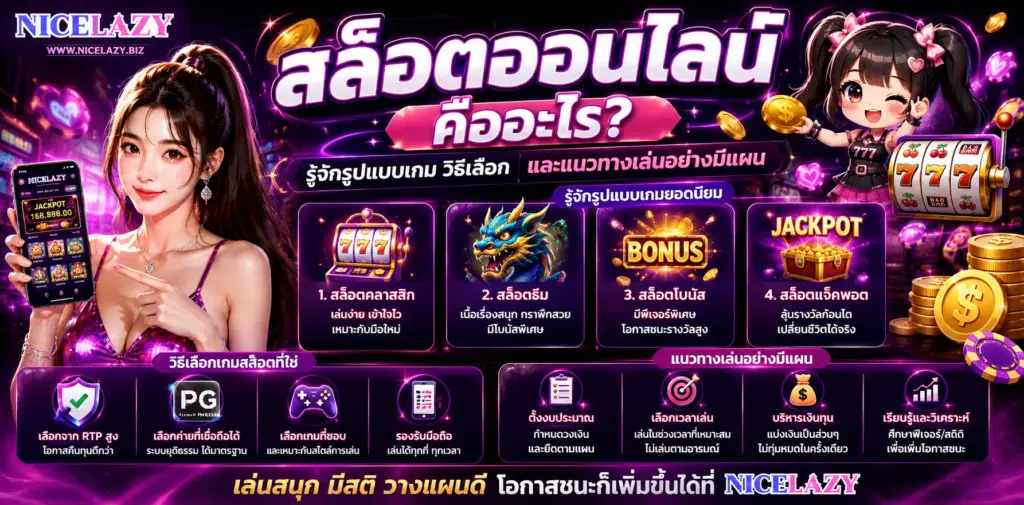 สล็อตออนไลน์คืออะไร รู้จักรูปแบบเกม วิธีเลือก และแนวทางเล่นอย่างมีแผน